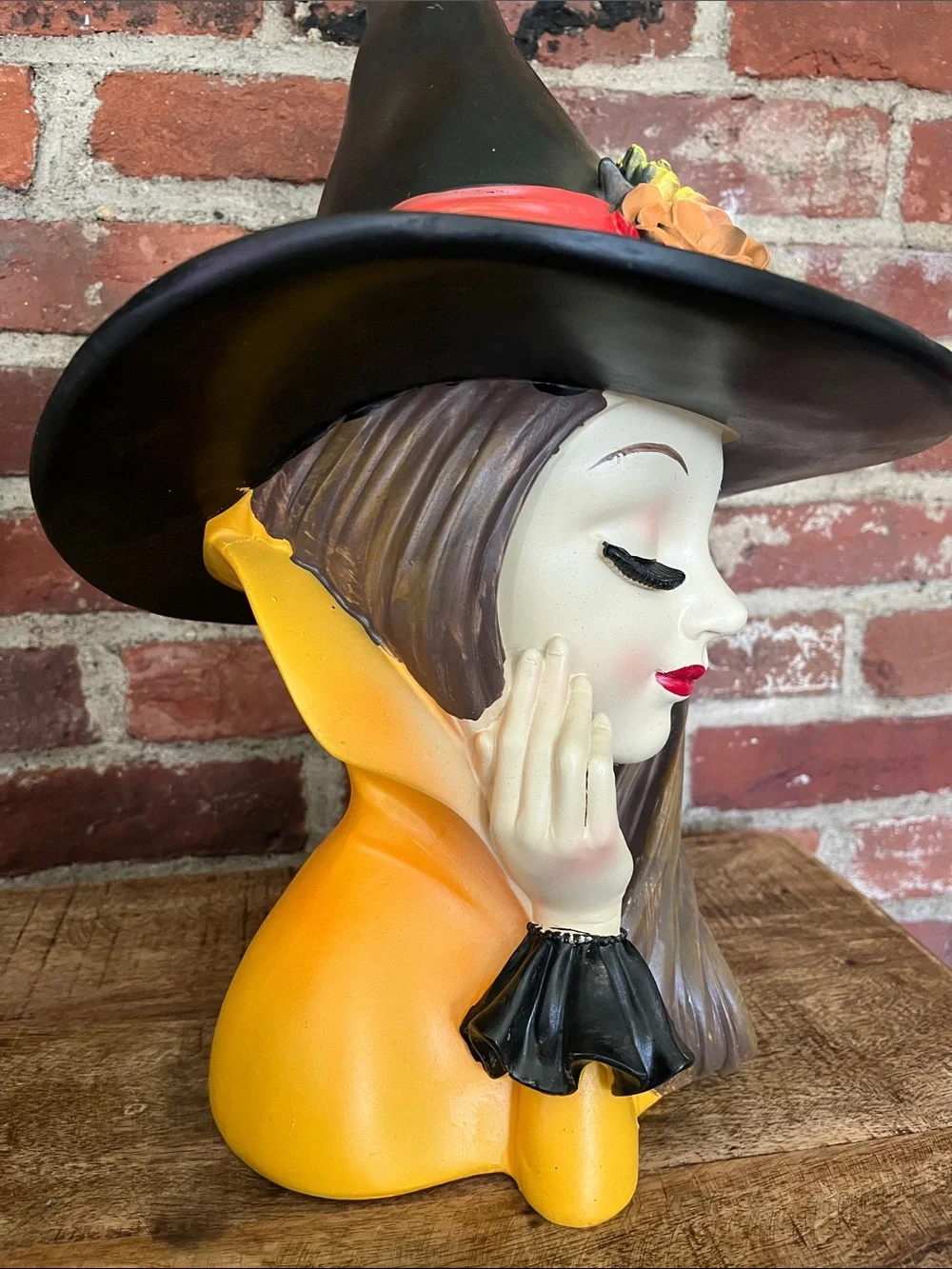 Bella Luxx Black Witch Hat with Yellow, Orange and Red Floral Accent